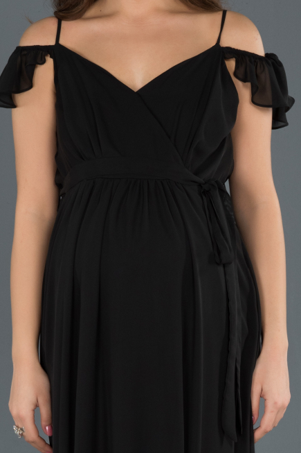 Long Black Pregnancy Evening Dress ABU756