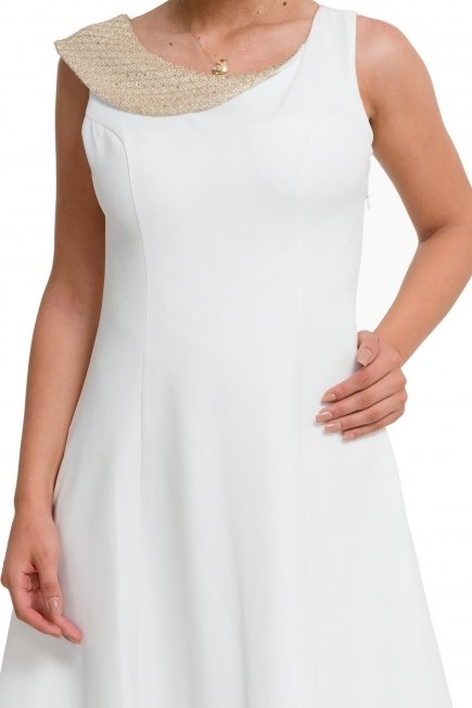 Kısa Ekru Abiye Elbise T2563