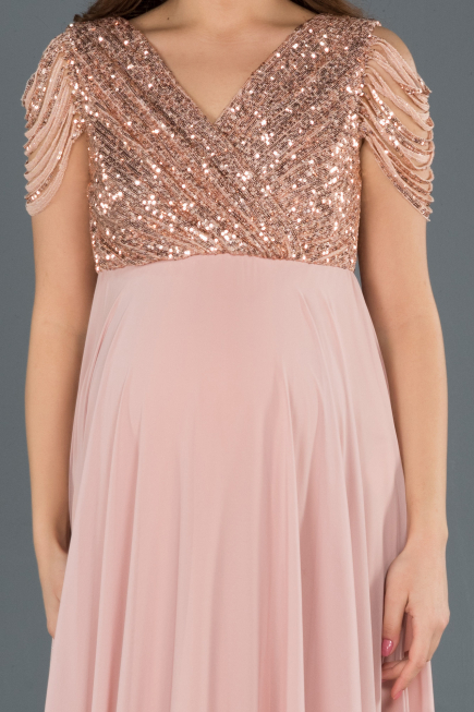 Long Powder Color Pregnancy Evening Dress ABU747