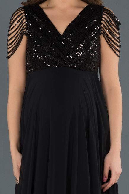 Long Black Pregnancy Evening Dress ABU747