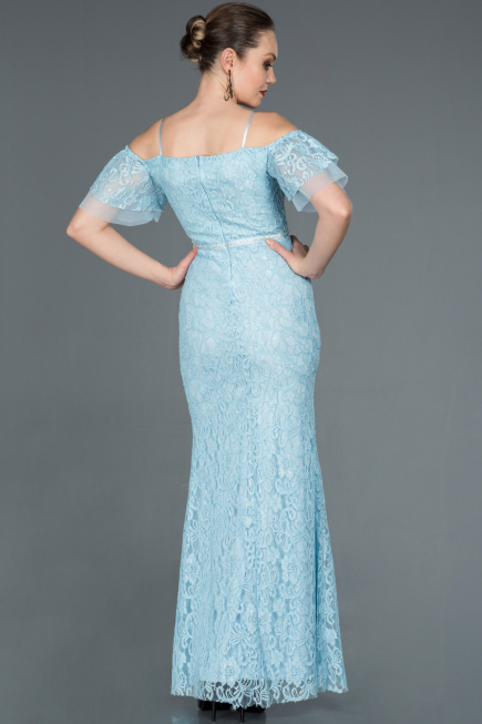 Long Light Blue Laced Evening Dress ABU1156