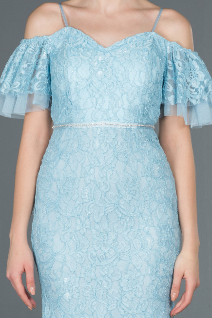Long Light Blue Laced Evening Dress ABU1156