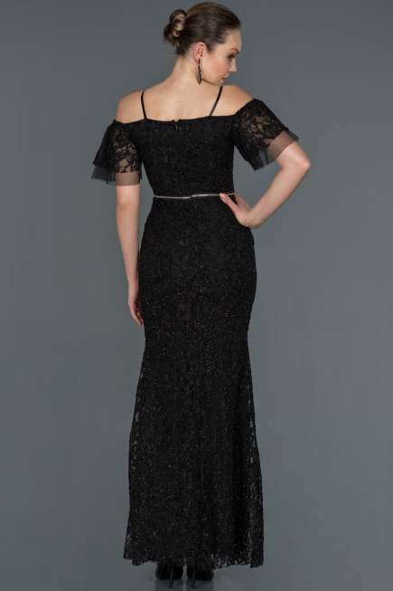 Long Black Laced Evening Dress ABU1156