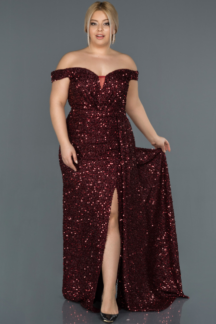 Long Burgundy Plus Size Evening Dress ABU1126
