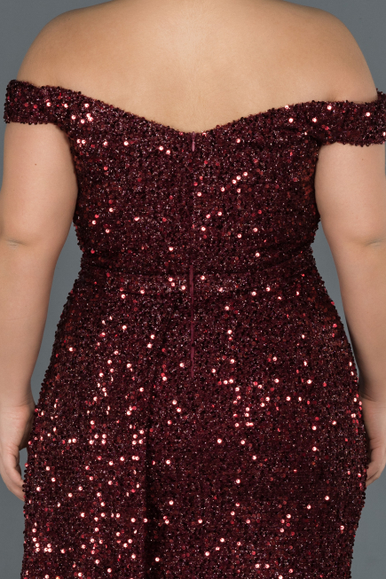 Long Burgundy Plus Size Evening Dress ABU1126