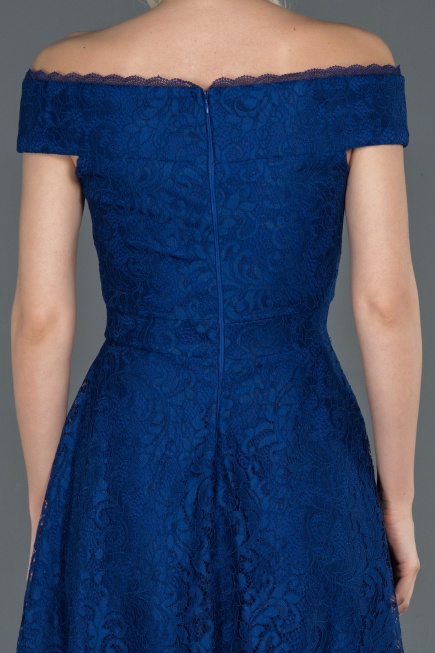 Sax Blue Front Short Back Long Laced Prom Gown ABO018