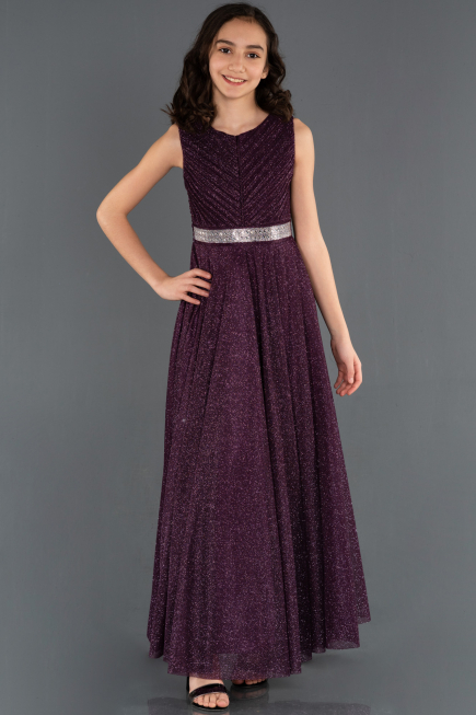 Long Dark Purple Girl Dress ABU1228