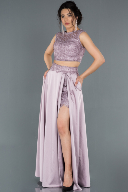 Long Lavender Satin Prom Gown ABU1286
