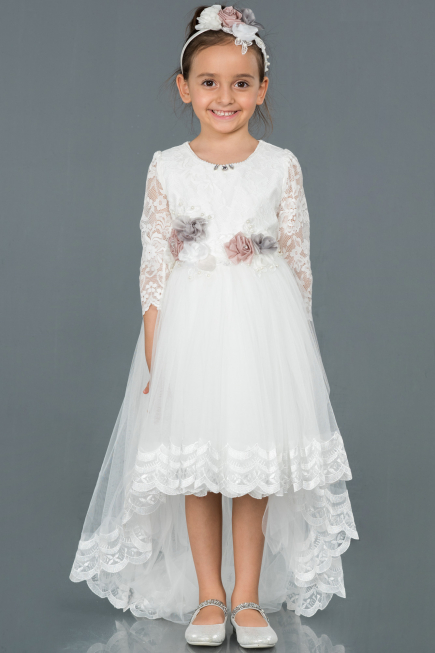 Long White Girl Dress ABU1277
