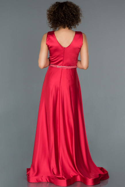 Long Red Satin Evening Dress ABU1175