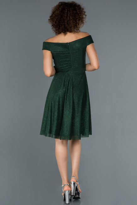 Short Emerald Green Invitation Dress ABK827