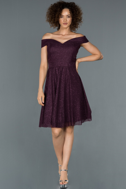 Short Plum Invitation Dress ABK827