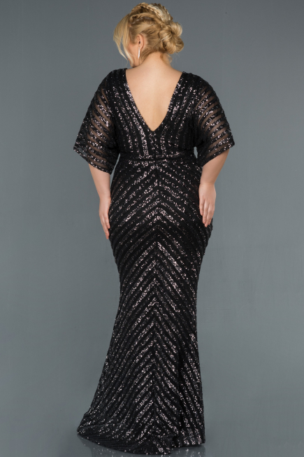 Long Anthracite Plus Size Evening Dress ABU900