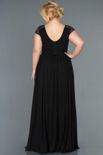 Long Black Plus Size Evening Dress ABU025