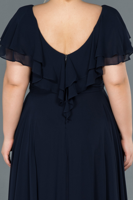 Long Navy Blue Plus Size Evening Dress ABU032