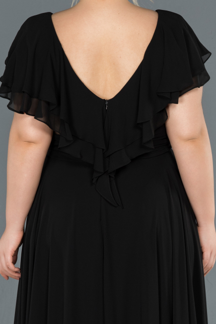 Long Black Plus Size Evening Dress ABU032