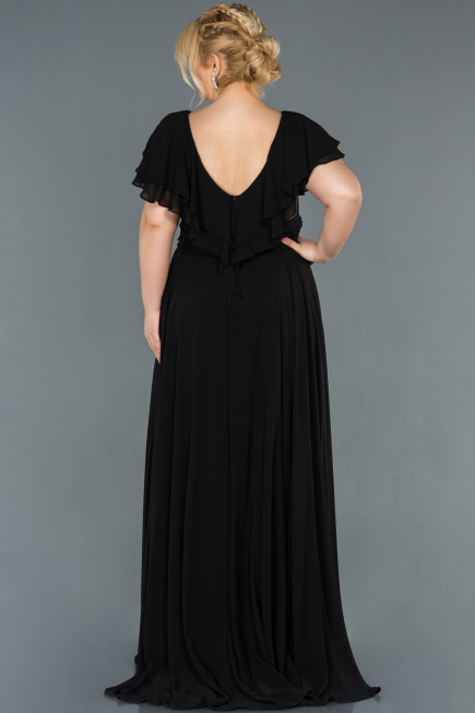 Long Black Plus Size Evening Dress ABU032