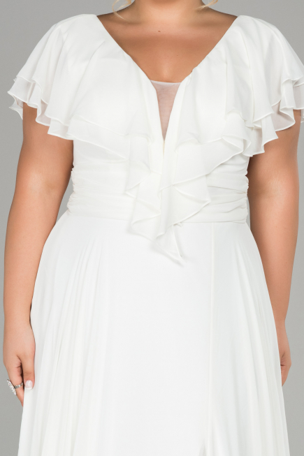 White Long Plus Size Evening Dress ABU032