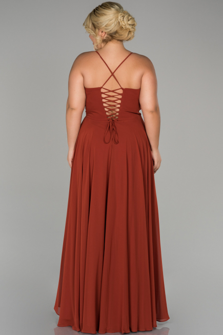 Light Brown Long Plus Size Evening Dress ABU1324