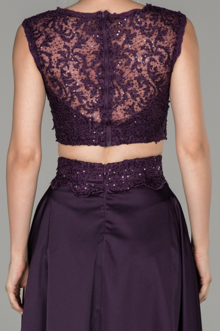 Purple Long Satin Prom Gown ABU1286