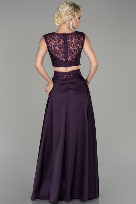 Purple Long Satin Prom Gown ABU1286