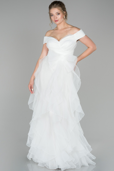 White Long Engagement Dress ABU1498