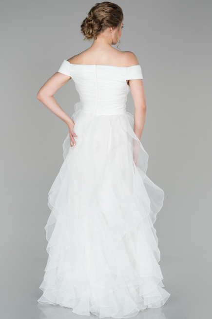 White Long Engagement Dress ABU1498