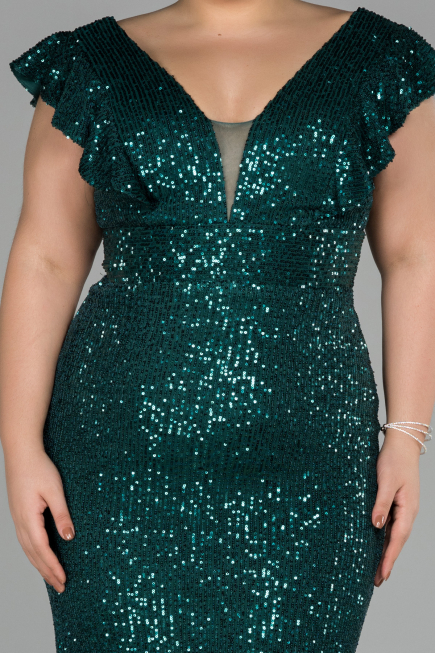 Emerald Green Long Oversized Evening Dress ABU1045