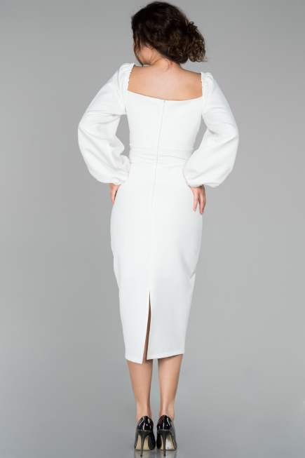 Midi White Invitation Dress ABK916