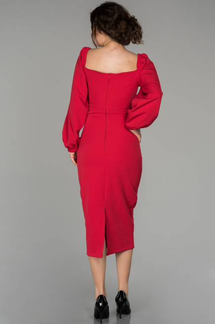 Midi Red Invitation Dress ABK916