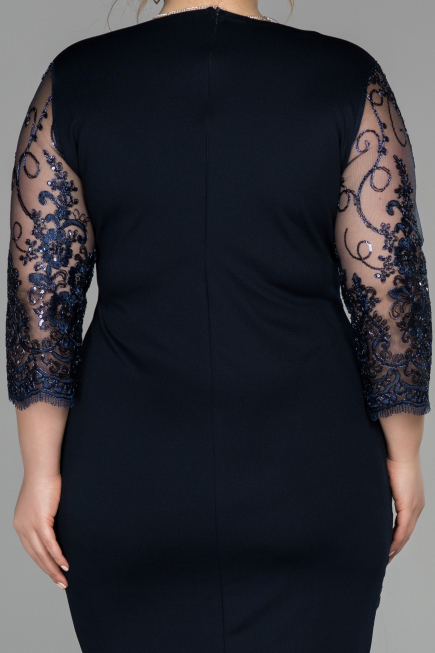Short Navy Blue Oversized Evening Dress ABK833
