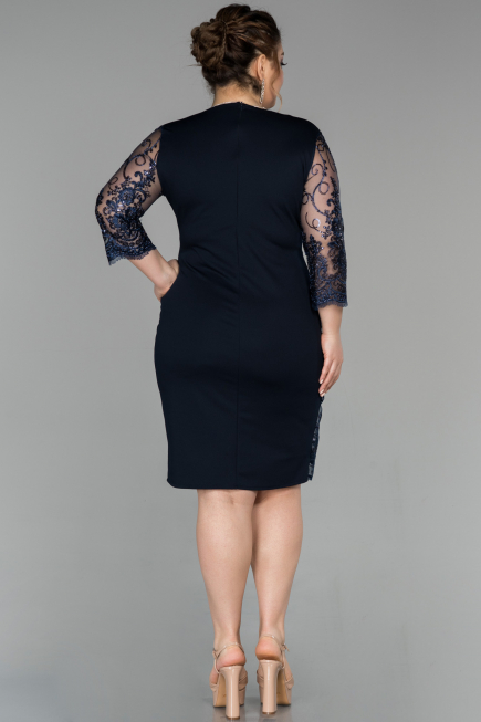 Short Navy Blue Oversized Evening Dress ABK833