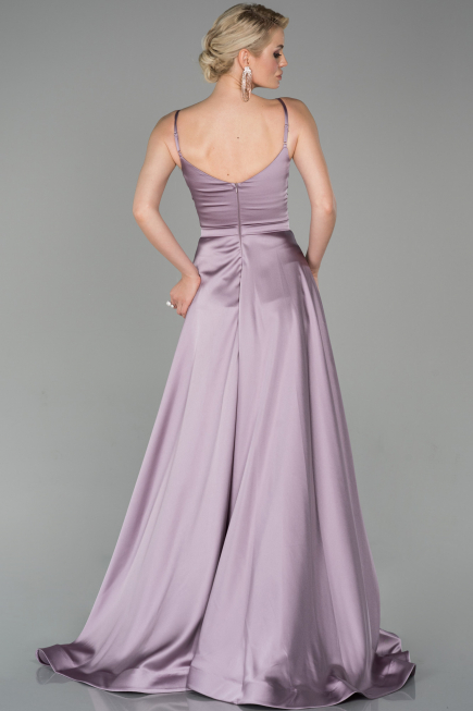 Long Lavender Satin Evening Dress ABU1601