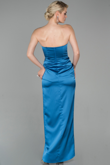 Long Indigo Satin Mermaid Prom Dress ABU1609