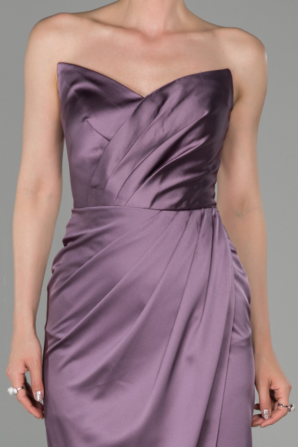 Long Lavender Satin Mermaid Prom Dress ABU1609