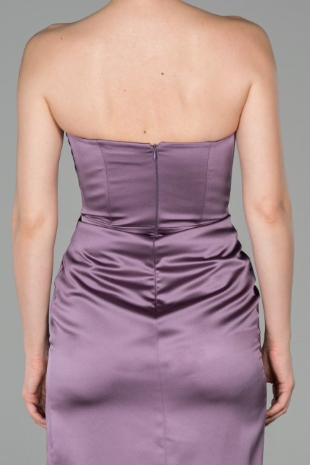 Long Lavender Satin Mermaid Prom Dress ABU1609