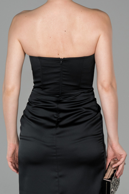 Long Black Satin Mermaid Prom Dress ABU1609