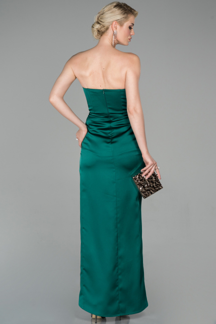 Long Emerald Green Satin Mermaid Prom Dress ABU1609