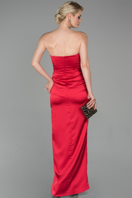 Long Red Satin Mermaid Prom Dress ABU1609