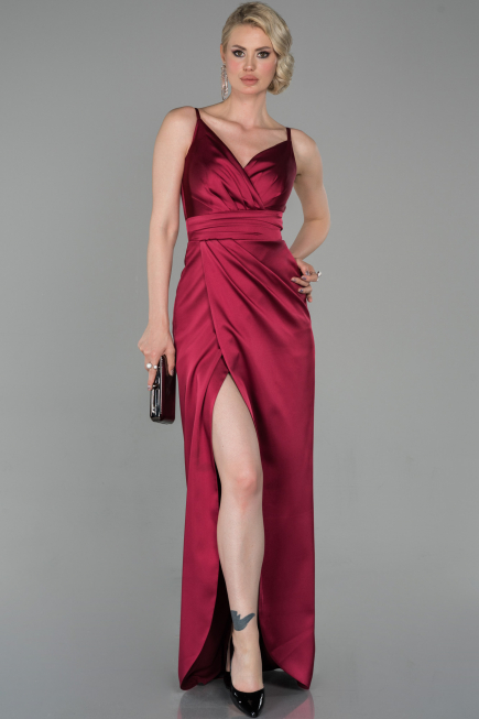 Cherry Colored Mermaid Evening Dress ABU564