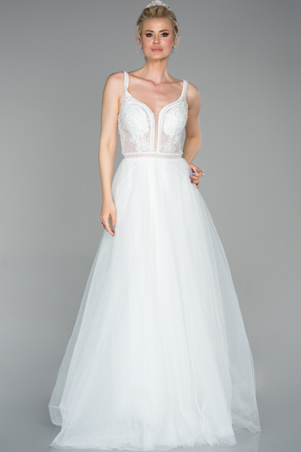 Long White Evening Dress ABU1636
