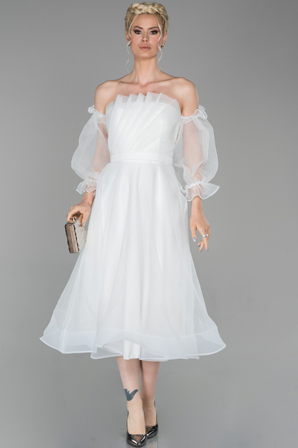 Midi White Night Dress ABK971