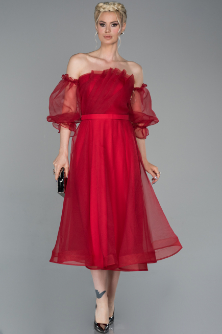 Midi Red Night Dress ABK971