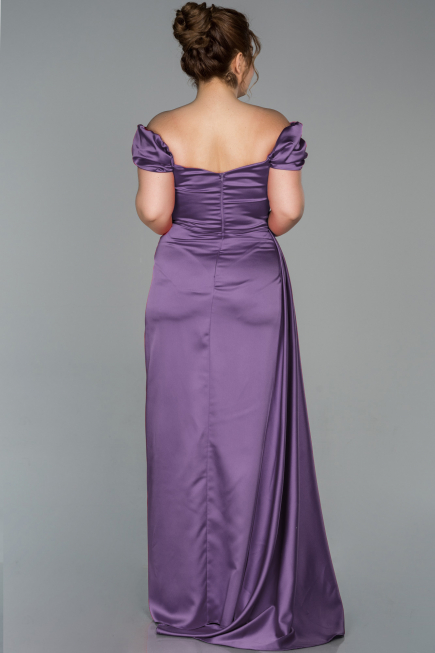 Long Lavender Satin Plus Size Evening Dress ABU1626