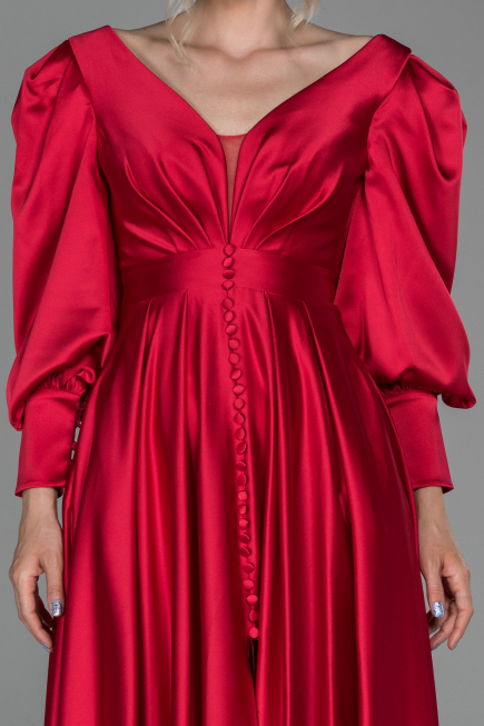Long Red Satin Evening Dress ABU1695
