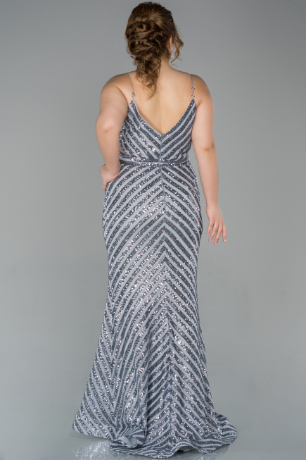 Long Grey Plus Size Evening Dress ABU1661