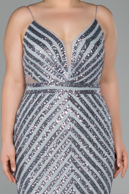 Long Grey Plus Size Evening Dress ABU1661