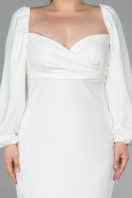 Midi White Oversized Evening Dress ABK930