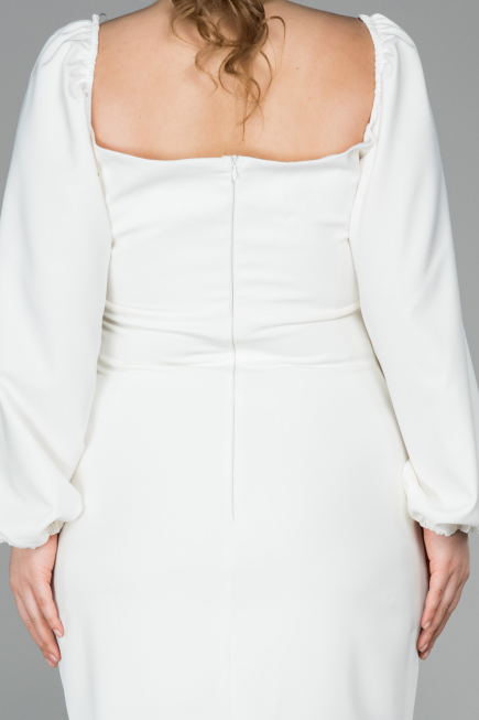 Midi White Oversized Evening Dress ABK930
