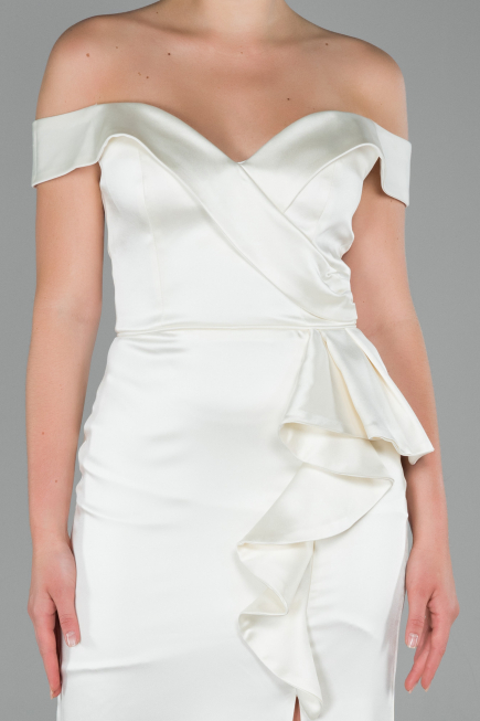 Long White Satin Evening Dress ABU1713